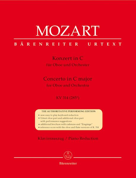 Concerto In C Major : For Oboe and Orchestra, K. 314 (285d) - Piano reduction.