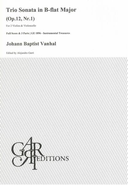 Trio Sonata In B Flat Major, Op. 12 Nr. 1 : For 2 Violins and Violoncello / Ed. Alejandro Garri.