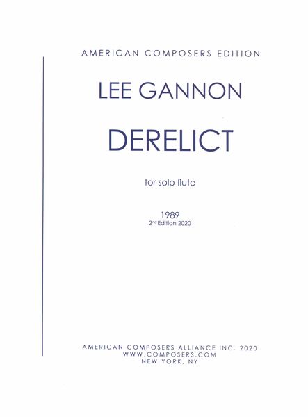 Derelict : For Solo Flute (1989, 2nd Edition 2020).