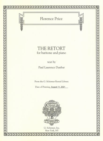 The Retort : For Baritone and Piano.