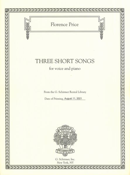 Three Short Songs : For Voice and Piano.