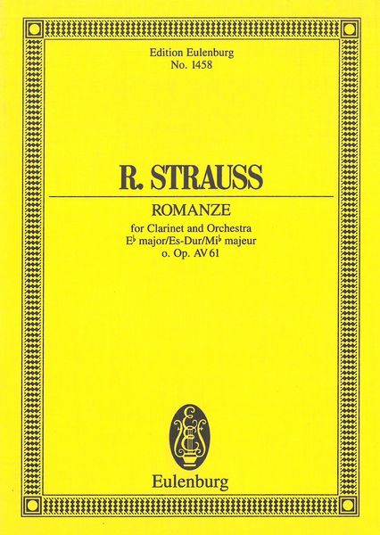 Romanze In E-Flat Major, Oop. Av 61 : For Clarinet and Orchestra - First Edition.