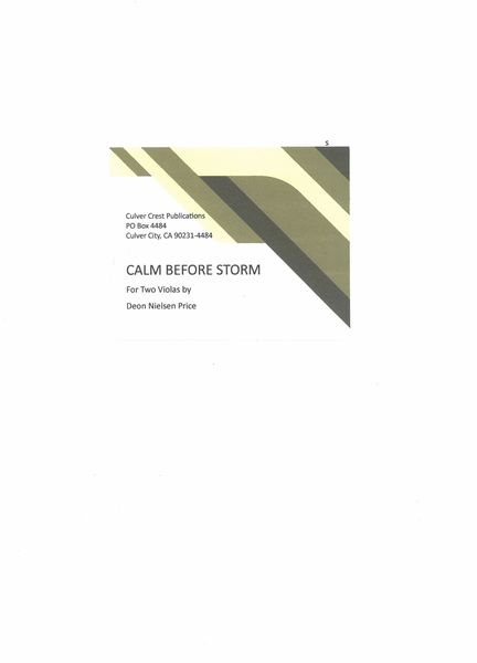 Calm Before Storm : For Two Violas (2020).