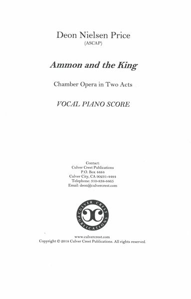 Ammon and The King : Chamber Opera In Two Acts (2018).