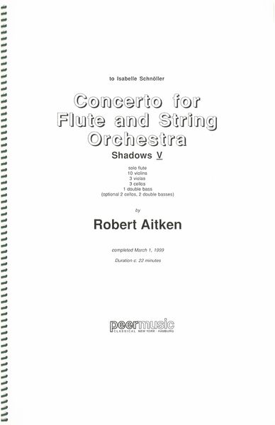 Concerto : For Flute and String Orchestra - Shadows V (1999).
