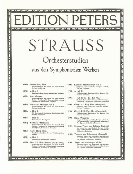 Orchestral Studies From Symphonic Works, Vol. 1 : For Harp / Ed. by Alfred Holy.
