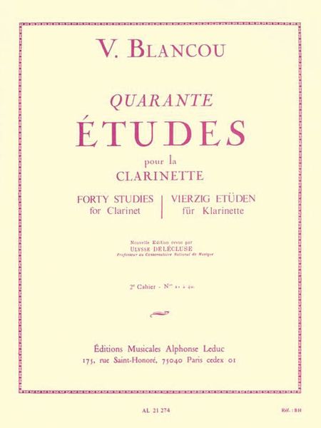 Forty Studies, Vol. 2 (Nos. 21 - 40) : For Clarinet.