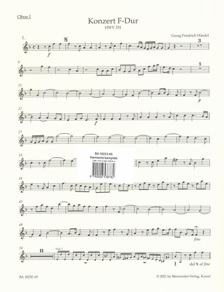 Konzert F-Dur, HWV 331 / edited by Terence Best.
