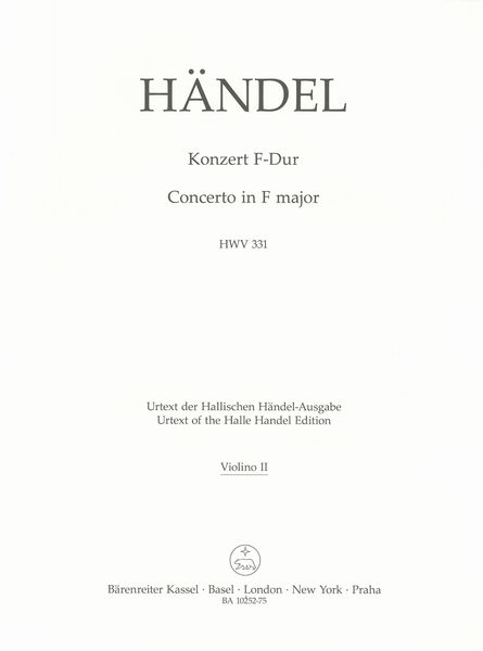 Konzert F-Dur, HWV 331 / edited by Terence Best.