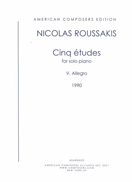 Cinq Études : For Solo Piano - V. Allegro (1990).
