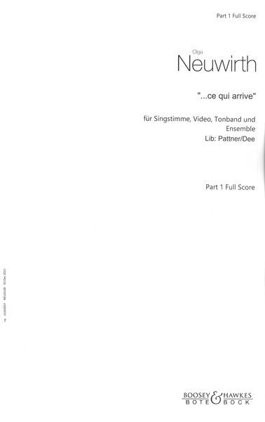 Ce Qui Arrive : Für Singstimme, Video, Tonband und Ensemble.