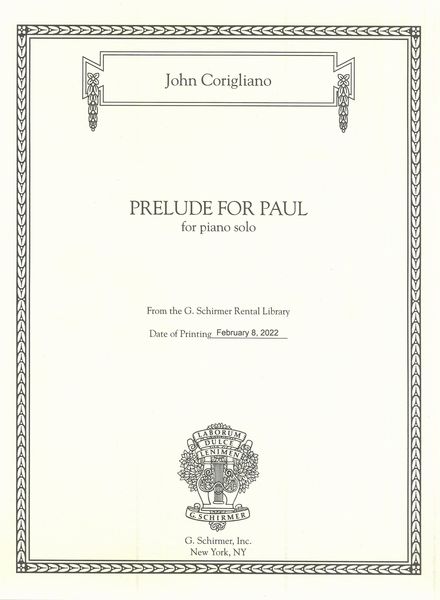 Prelude For Paul : For Piano Solo.