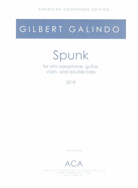 Spunk : For Alto Saxophone, Guitar, Violin and Double Bass (2019).