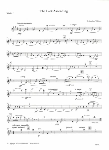 Lark Ascending : For Violin and Orchestra.