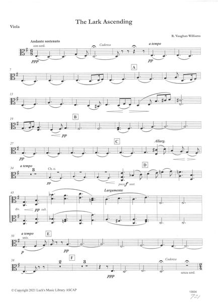 Lark Ascending : For Violin and Orchestra.