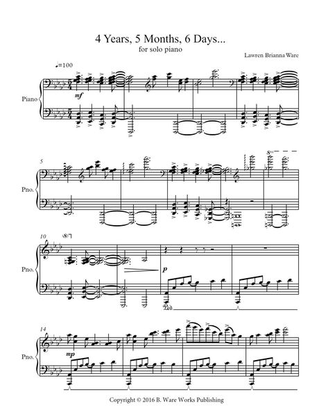 4 Years, 5 Months, 6 Days : For Solo Piano (2016) [Download].