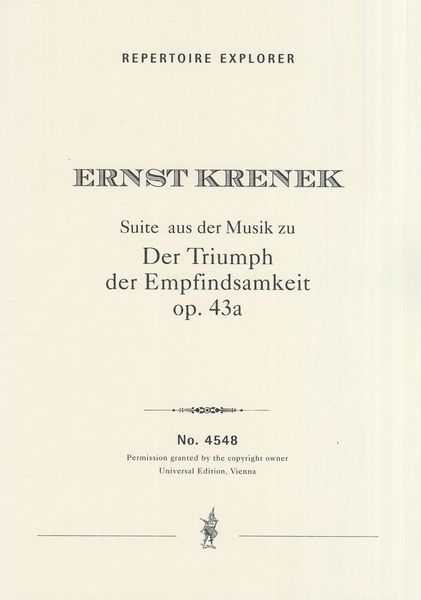 Suite Aus der Triumph der Empfindsamkeit, Op. 43a : Für Kleines Orchester.