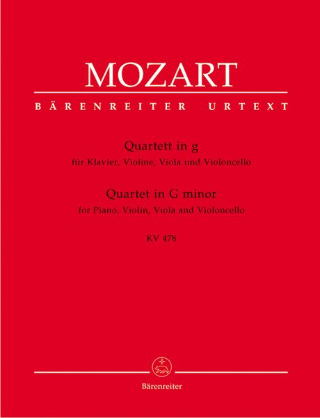 Quartett In G-Moll, K. 478 : For Violin, Viola, Violoncello and Piano.