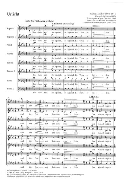 Ulricht : For SSAATTBB Chorus / trans. Clytus Gottwald.