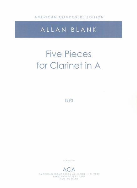 Five Pieces : For Clarinet In A (1993).