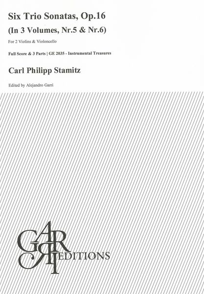 Six Trio Sonatas, Op. 16, Nos. 5 and 6 : For 2 Violins and Violoncello / Ed. Alejandro Garri.