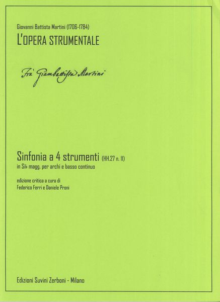 Sinfonia A 4 Strumenti, HH.27 N. 11 In Si Bemol Magg. : Per Archi E Basso Continuo.