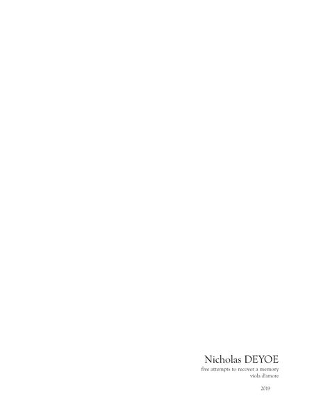 Five Attempts To Recover A Memory : For Viola d'Amore (2019) [Download].