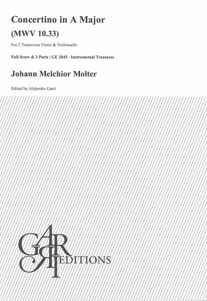Concertino In A Major, MWV 10.33 : For 2 Transverse Flutes and Violoncello / Ed. Alejandro Garri.