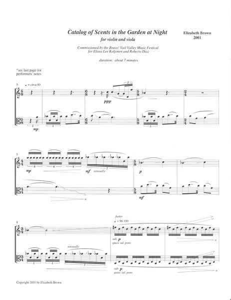 Catalog of Scents In The Garden At Night : For Violin and Viola (2001).