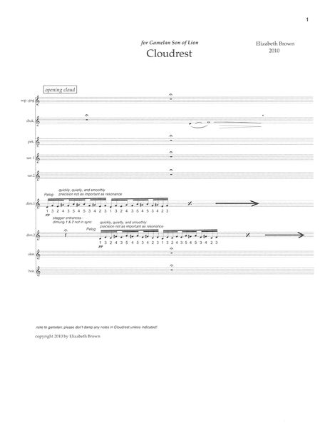 Cloudrest : For Soprano, Shakuhachi and Gamelan (2010).