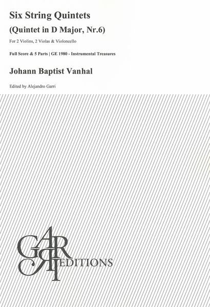 Six String Quintets : Quintet In D Major, Nr. 6 / edited by Alejandro Garri.