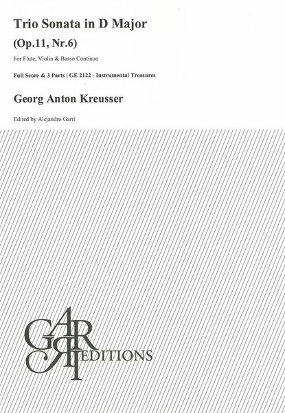 Trio Sonata In D Major, Op. 11 Nr. 6 : For Flute, Violin and Basso Continuo / Ed. Alejandro Garri.