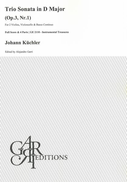 Trio Sonata In D Major, Op. 3 Nr. 1 : For 2 Violins, Violoncello and Basso Continuo.