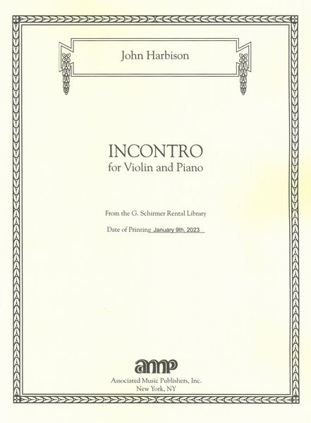 Incontro : For Violin and Piano (2022).