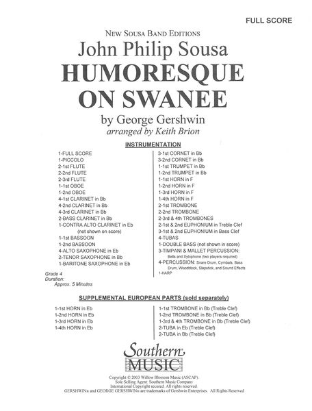 Humoresque On Gershwin's Swanee : For Concert Band / arr. Kenneth Brion.