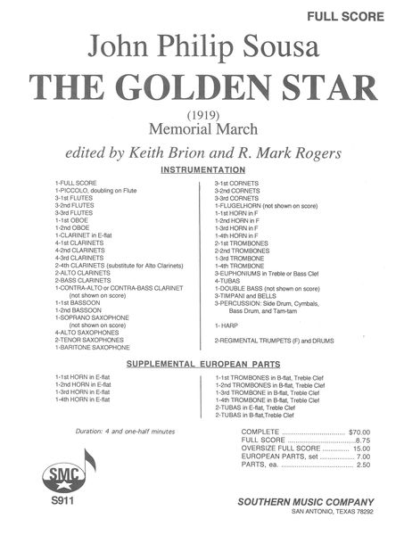The Golden Star : For Concert Band / arr. Keith Brion.