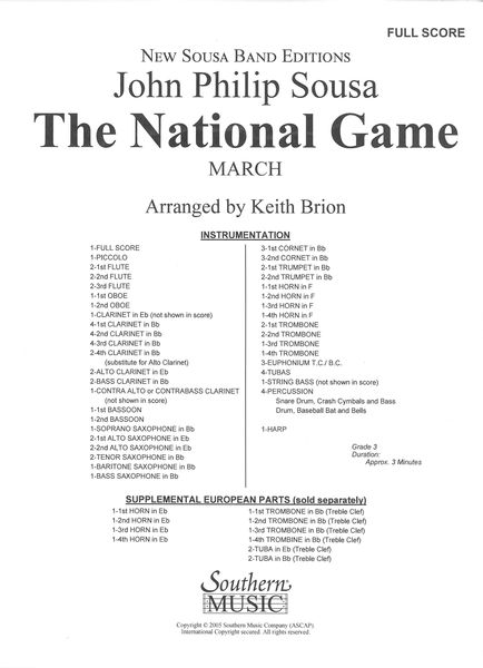 The National Game : For Concert Band / arranged by Keith Brion.