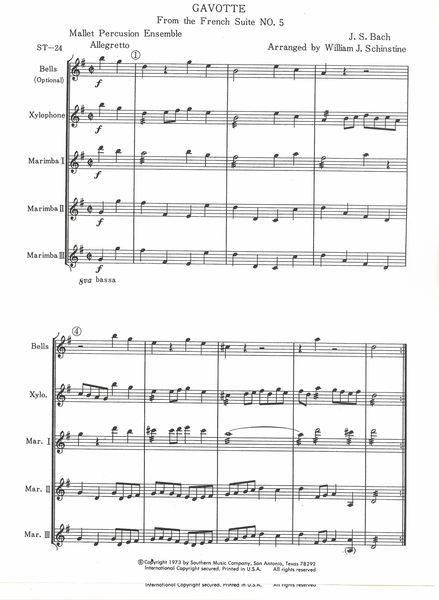 Gavotte, From French Suite No. 5 : For Mallets and Percussion / arr. Schinstine.