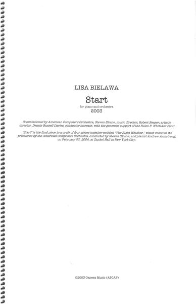 Start : For Piano and Full Orchestra (2003).