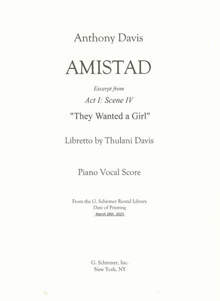 They Wanted A Girl : Excerpt From Amistad.