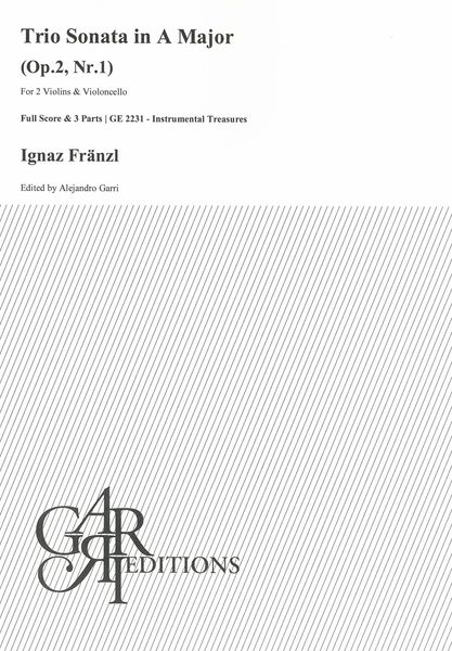 Trio Sonata In A Major, Op. 2 Nr. 1 : For 2 Violins and Violoncello / Ed. Alejandro Garri.