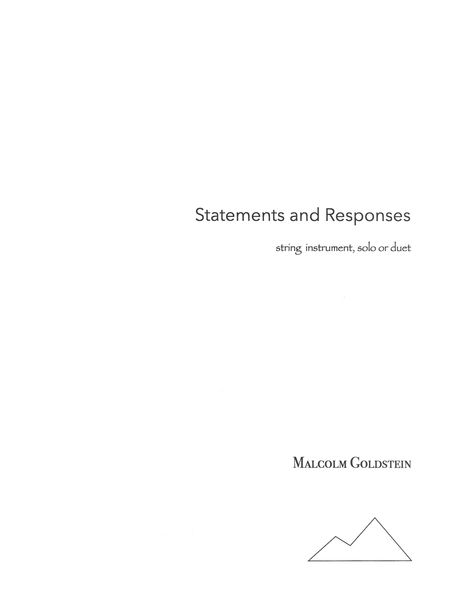 Statements and Responses : For String Instrument, Solo Or Duet (2019).