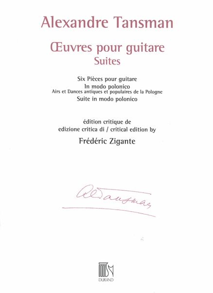 Oeuvres Pour Guitare : Suites / edited by Frédéric Zigante.