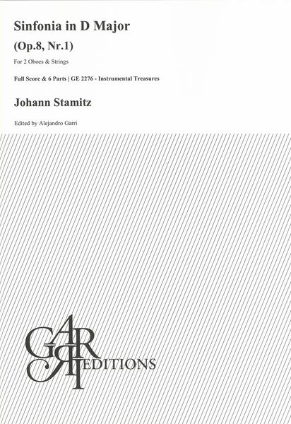 Sinfonia In D Major, Op. 8 Nr. 1 : For 2 Oboes and Strings / edited by Alejandro Garri.