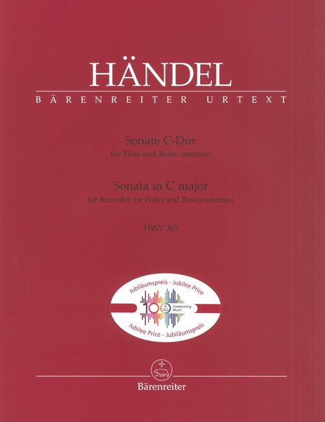 Sonate C-Dur, HWV 365 : Für Flöte und Basso Continuo / Ed. Hans-Peter Schmitz and Terence Best.