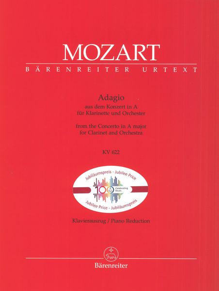 Adagio From The Concerto In A Major For Clarinet and Orchestra, Kv 622 : For Clarinet and Piano.
