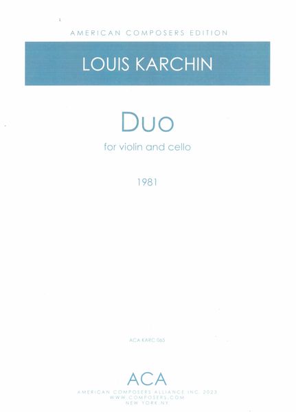 Duo : For Violin and Cello (1981).