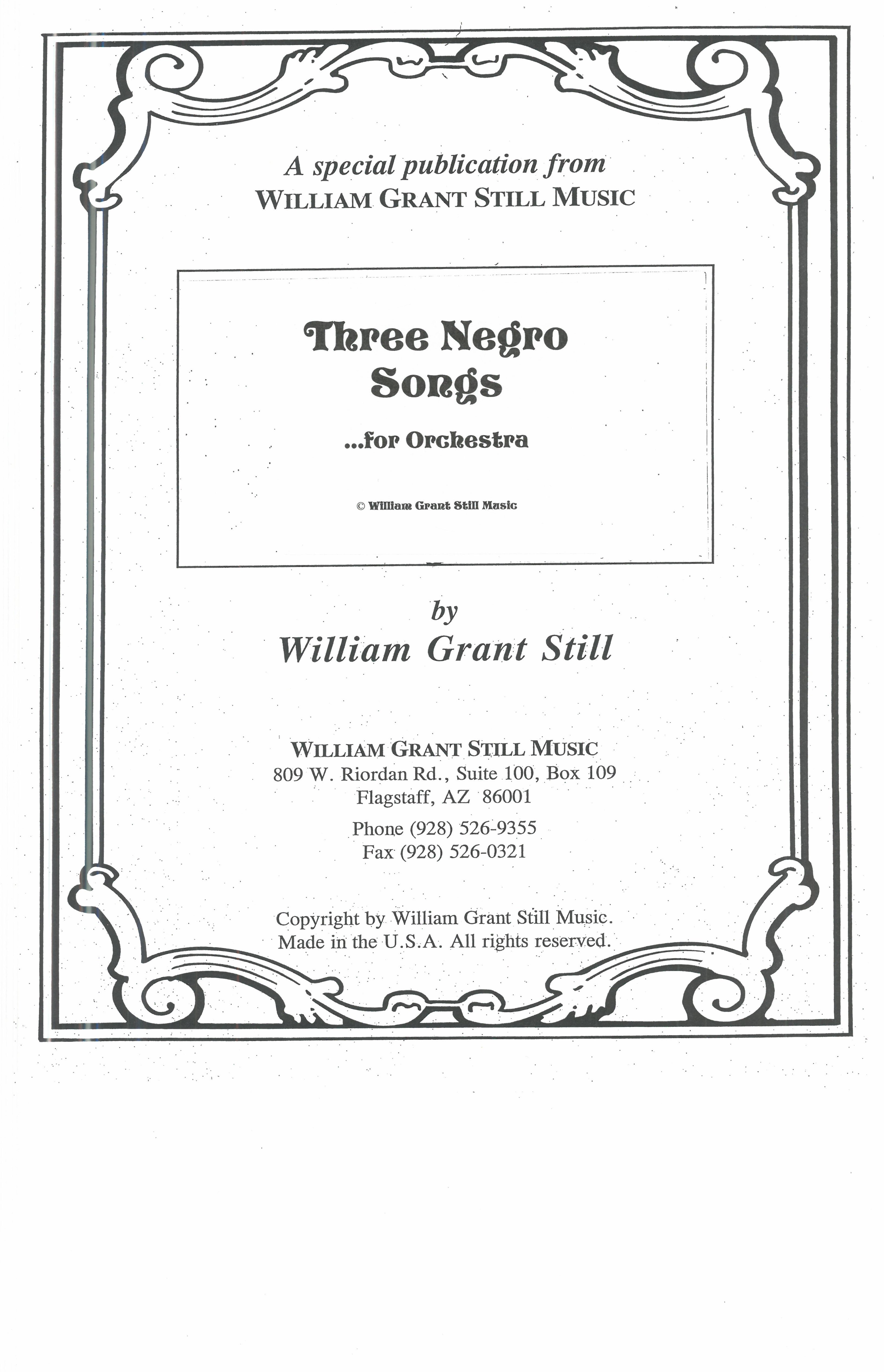 Three Negro Songs : For Orchestra (1921) / edited by John McLaughlin Williams.