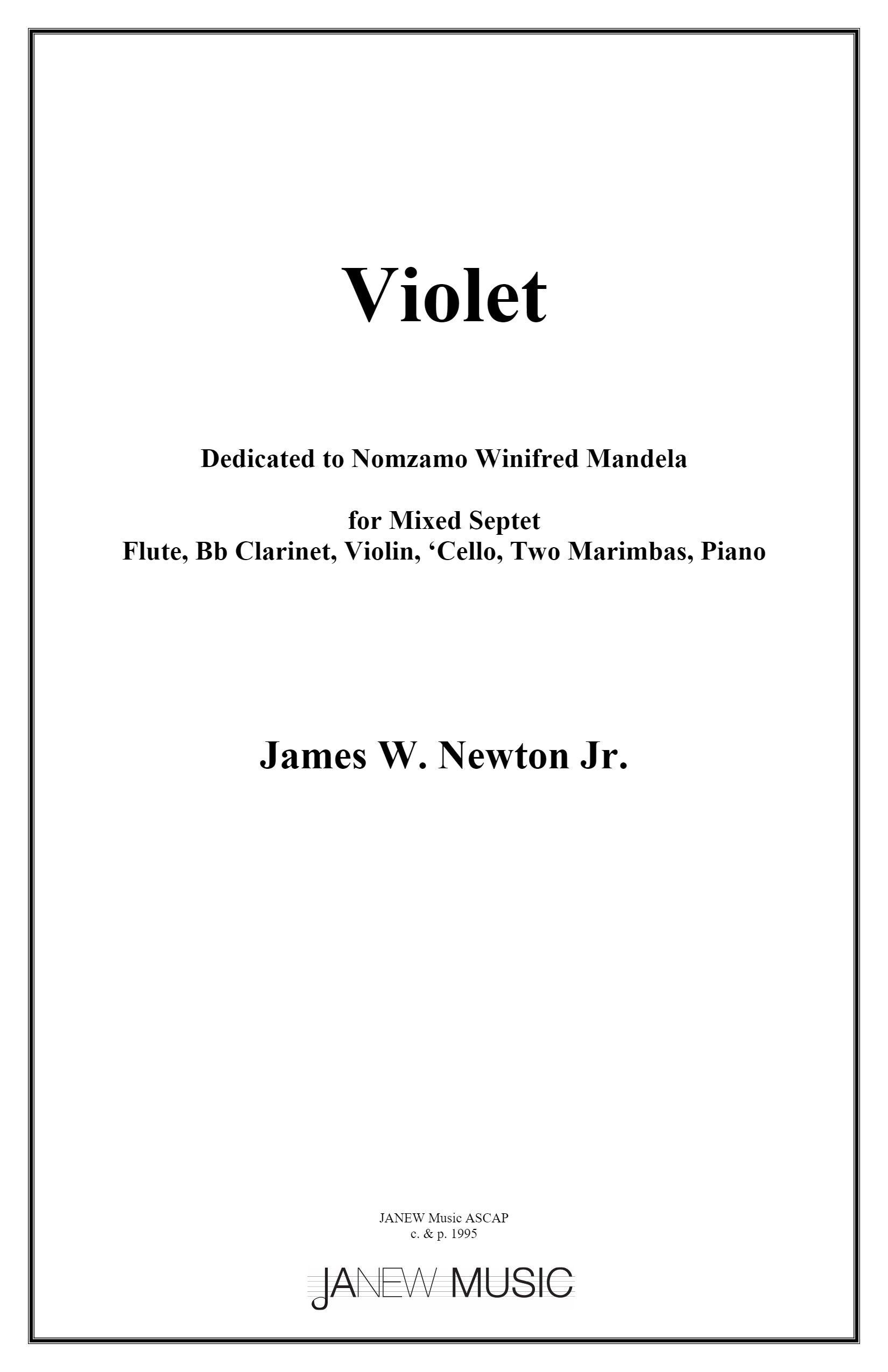 Violet : For Flute, Clarinet, Violin, Cello, Two Marimbas, and Piano (1994-95).