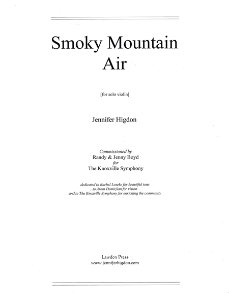 Smoky Mountain Air : For Solo Violin.